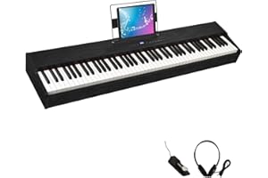 MSTNE Digital Piano 88 Key Weighted Keyboard with Hammer Action, Full Size Weighted Keyboard Piano, Portable Electric Piano with Sustain Pedal, Headphone, MDF, Black