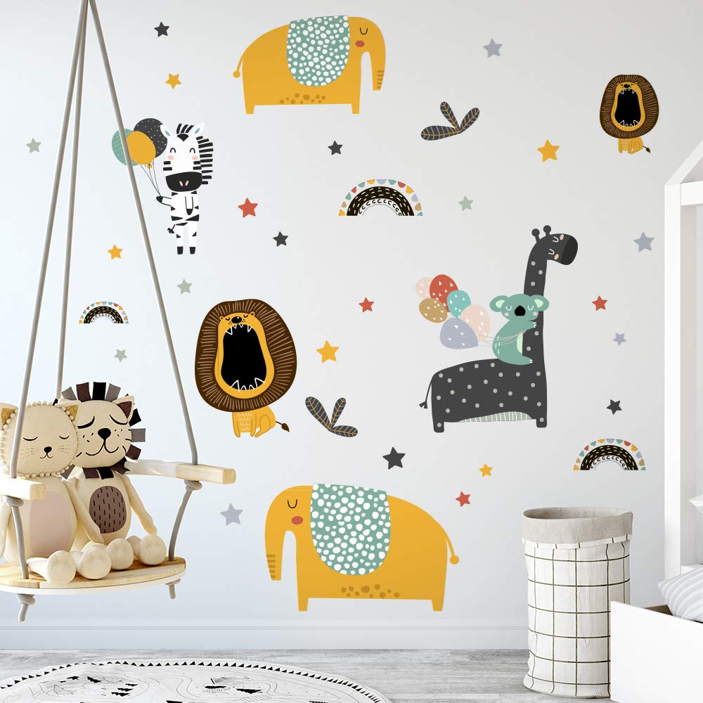 kina - UVB00527 Wall Stickers for Children's Bedroom Printed on Transparent PVC Decoration Animals africani Nursery Wall - Measure 130x30 cm