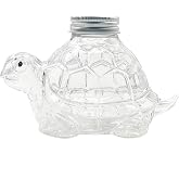 Dexprosy Turtle Candy Jar with Airtight Lid, 11.83oz Clear Glass Animal-Shape Container for Cookies, Pet Treats, and Food Storage