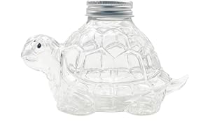 Dexprosy Turtle Candy Jar with Airtight Lid, 11.83oz Clear Glass Animal-Shape Container for Cookies, Pet Treats, and Food Sto