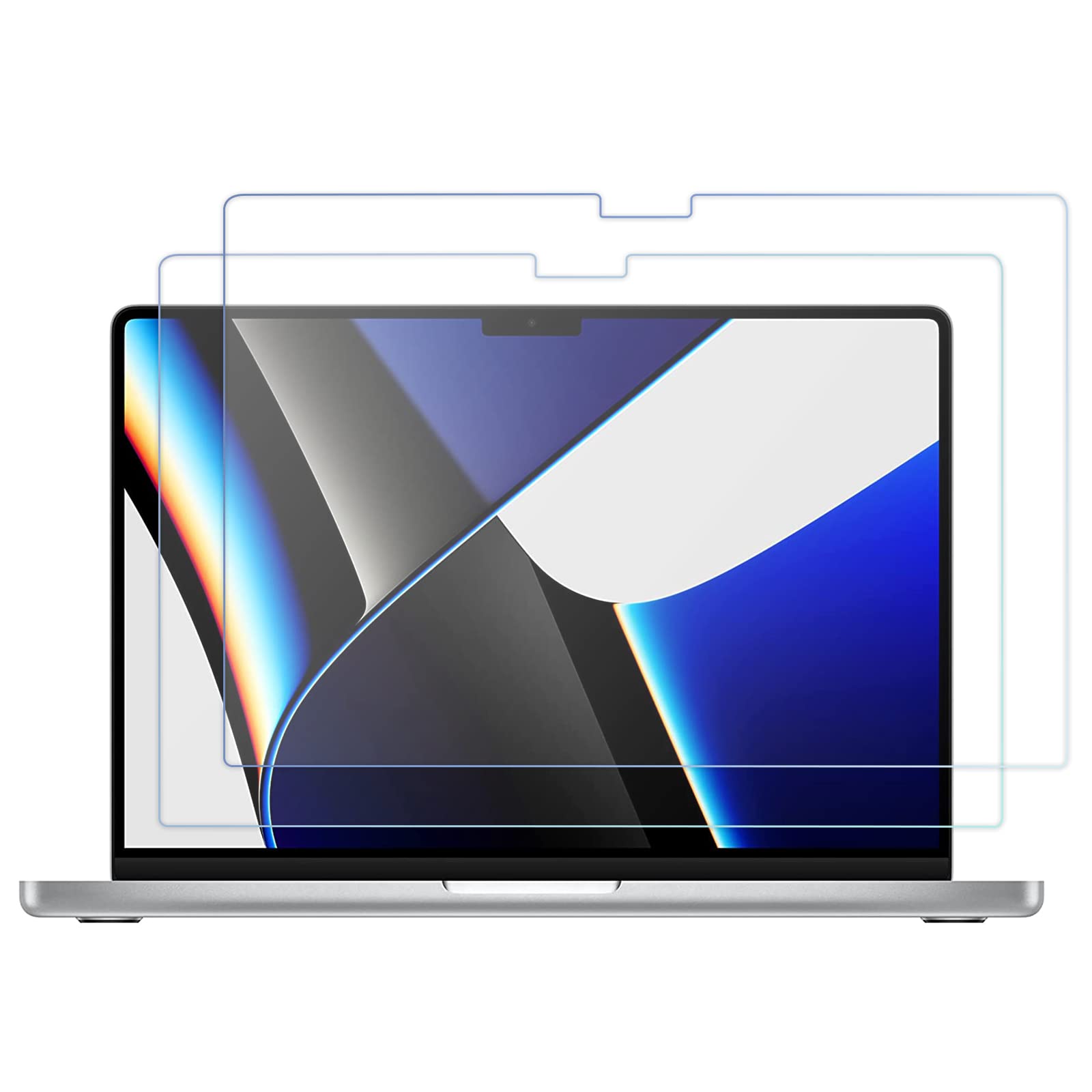 ProCase 2 Pack Macbook Pro 14.2 2024 (M4) A3112/A3185/A3401/ Pro 14 Inch Screen Protector 2023 2021 Release A2779 M2 A2442 M1 Pro / M1 Max Chip & Touch ID, Tempered Glass Screen Film Guard