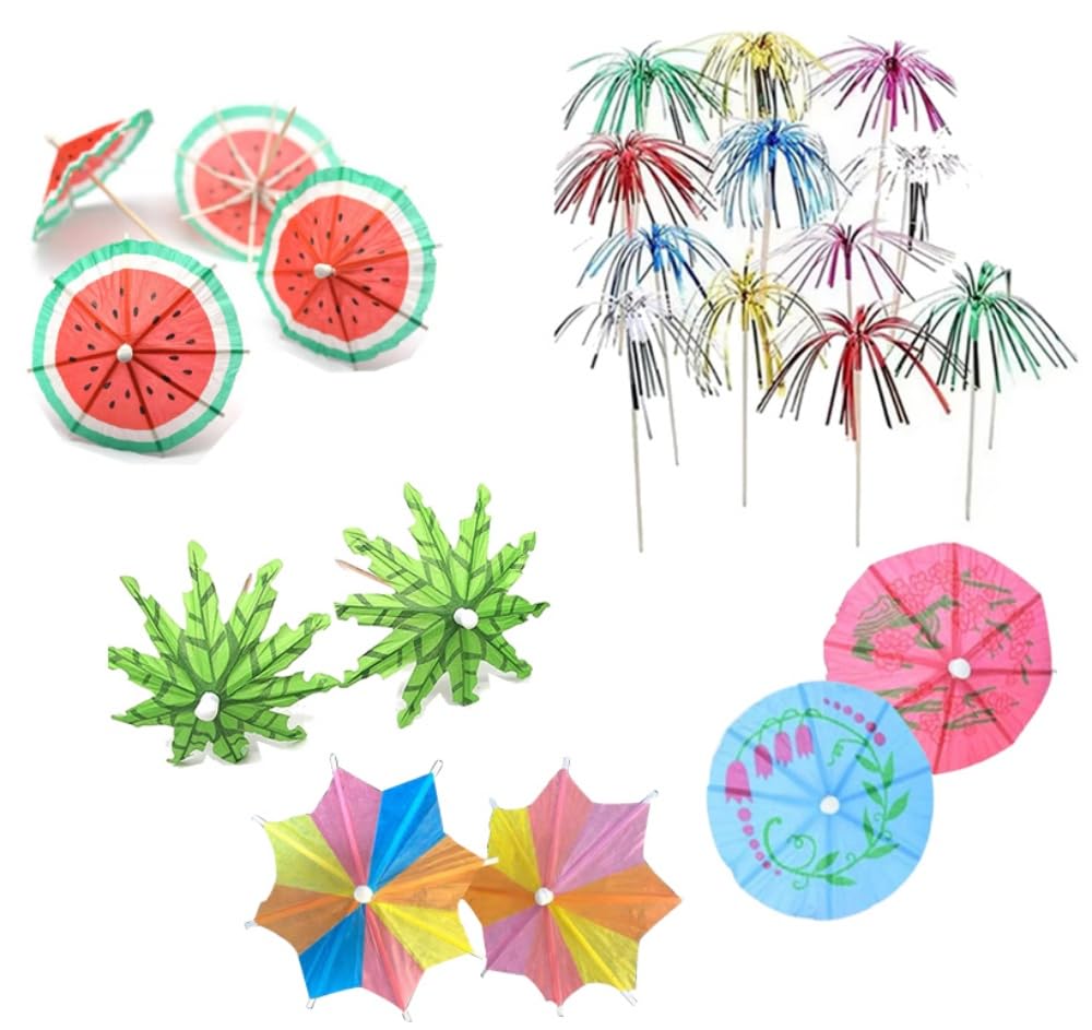 50Pcs New Pattern Cocktail Accessories for Drinks Cocktail Umbrellas for Drinks - Colourful Paper Drinks Umbrellas