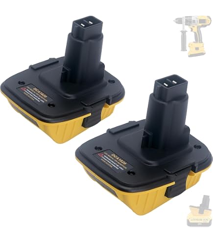 DCA1820 Battery Adapter – Convert 18V Tools To Use 20V Batteries – Compatible With DCB206, DCB201, DCB609, DC9096 & More – Black & Yellow