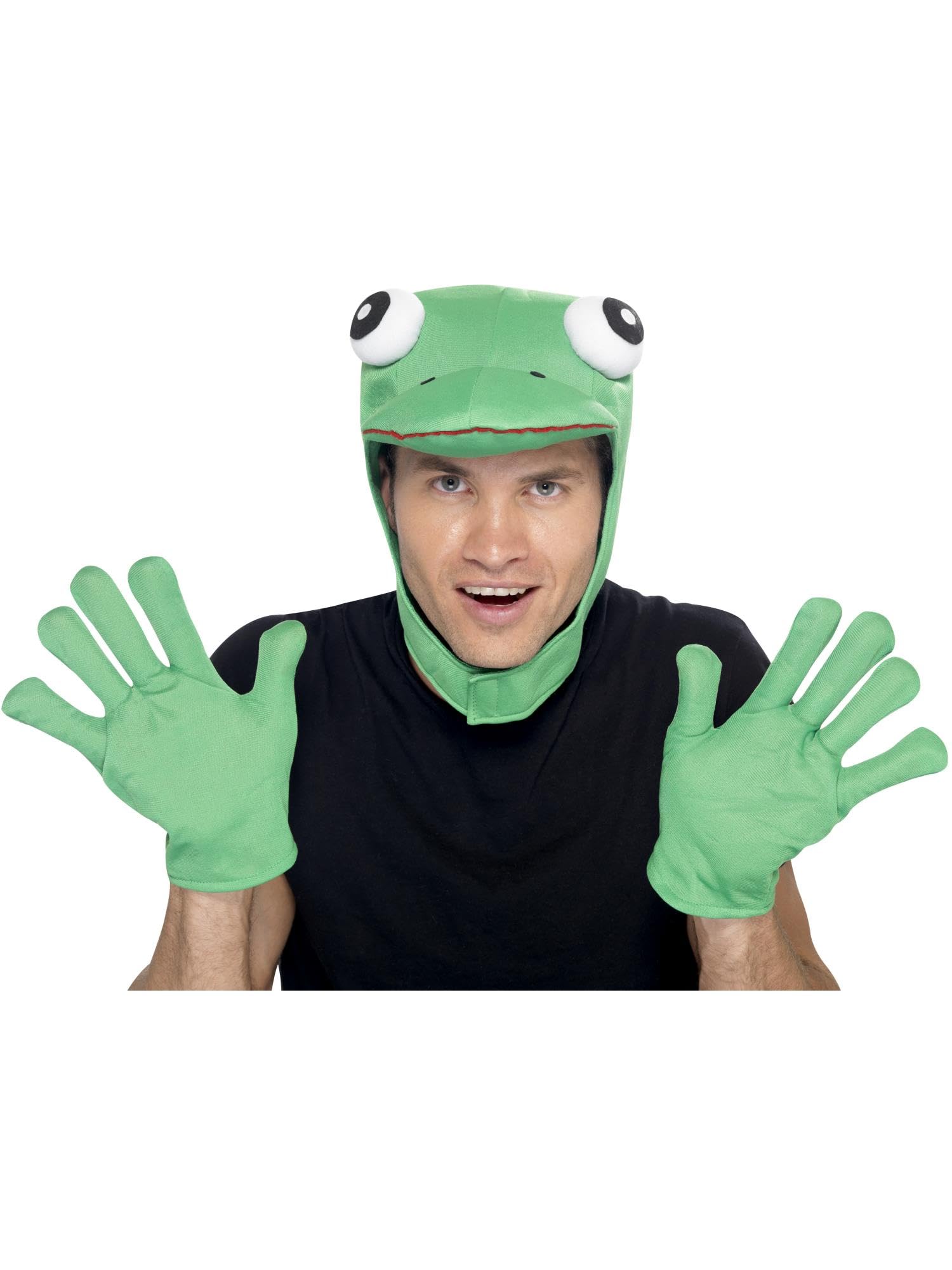 Smiffys Frog Kit, Green with Hood & Gloves, Party Animals Fancy Dress, Animal Dress Up Accessories