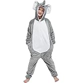 ACOGNA Elephant Onesie Kids Animal Deer Costume for Girls Boys One Piece Pajamas Cosplay Plush Soft Halloween Sleepwear