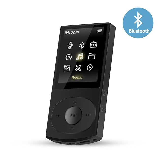 title=Lettore Mp3 Bluetooth, AGPTEK C3 8GB Mp3 Player di Metallo con Schermo TFT 1,8