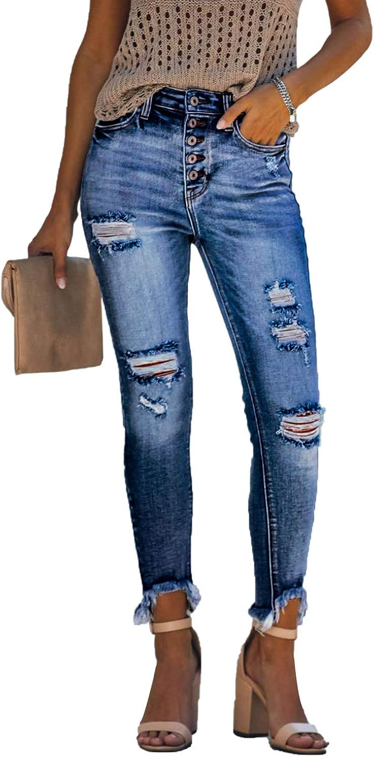 high waisted button front jeans
