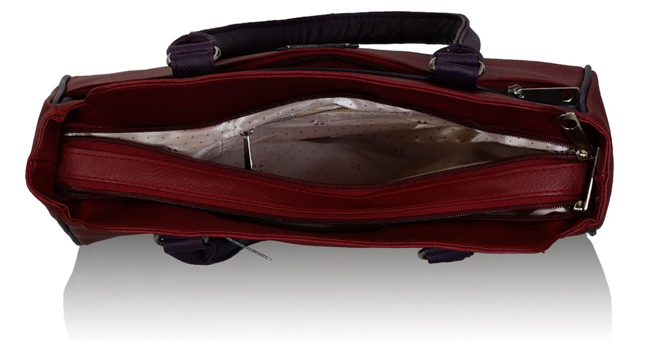 fantosy women's maroon and purple handbag and wallet fnb-325_079