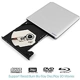 REDGO Slim External Blu-ray Player, Aluminum 3D BD-RW CD-RW DVD-RW Writer Burner, BD-R CD-ROM DVD-ROM Reader Optical Drive for Apple MacBook Air Pro iMac Mac OS Laptop Desktop All-in-Ones PC(Silver)
