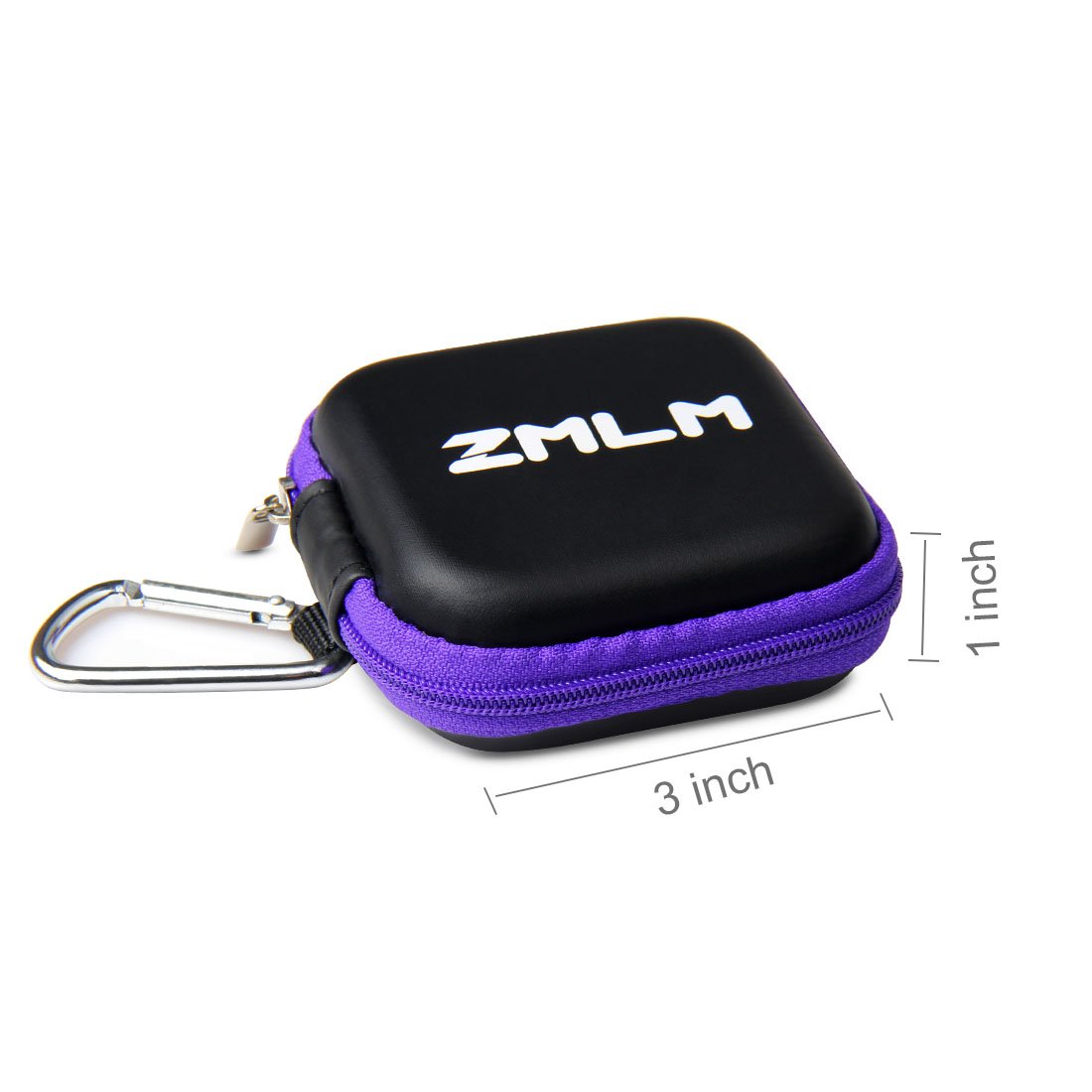Earbud Carrying Case, ZMLM Mini Storage Pouch with Carabiner for Flash Drive Earphones Headphones USB Cable 4-Pack in 4 Colors