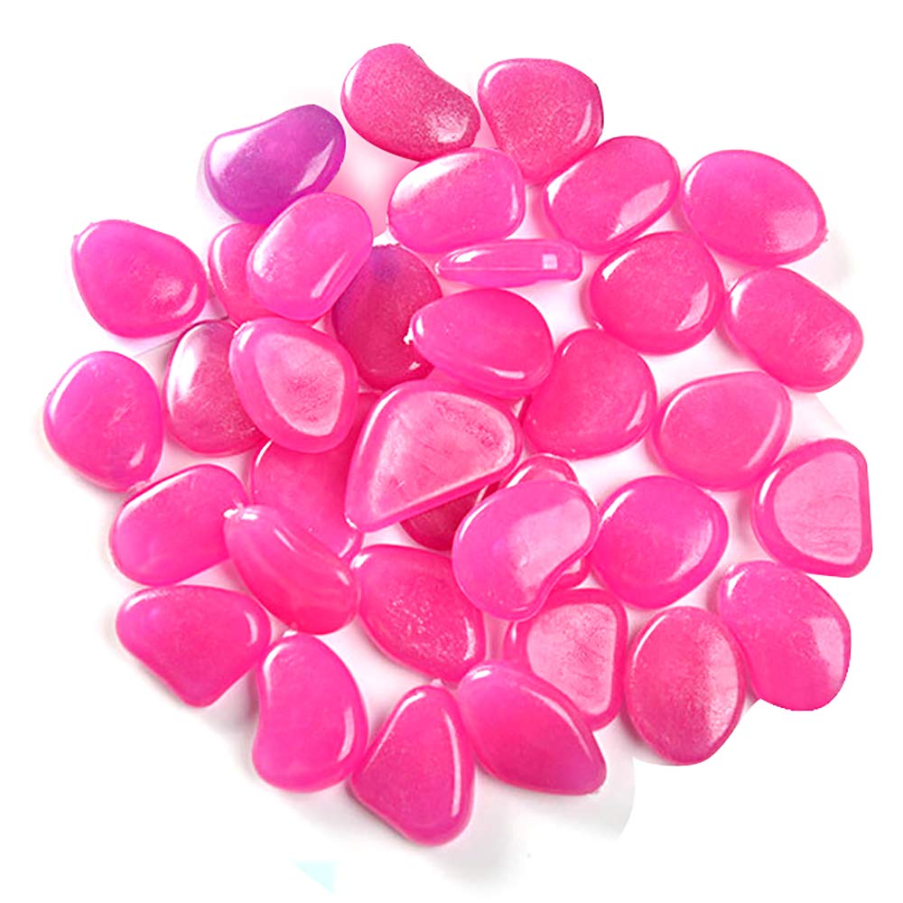 Elinala Luminous Pebbles, Pebbles for Garden, 200 PCS Artificial Pebbles Glow in the Dark for Outdoor, Garden Yard, Walkway and Fish Tank Decoration (Purple)