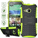 ElBolt 3 in 1 Hard Grenade Stand Gel Case with Stylus Pen and Screen Protector for HTC One Mini 2 / HTC One Remix / HTC M8 Mini - Neon Green