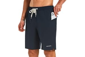 HODOSPORTS Mens Swim Trunks No Mesh Liner Mens Board Shorts 9 Inch Quick-Dry Bathing Suits with Zipper Pockets