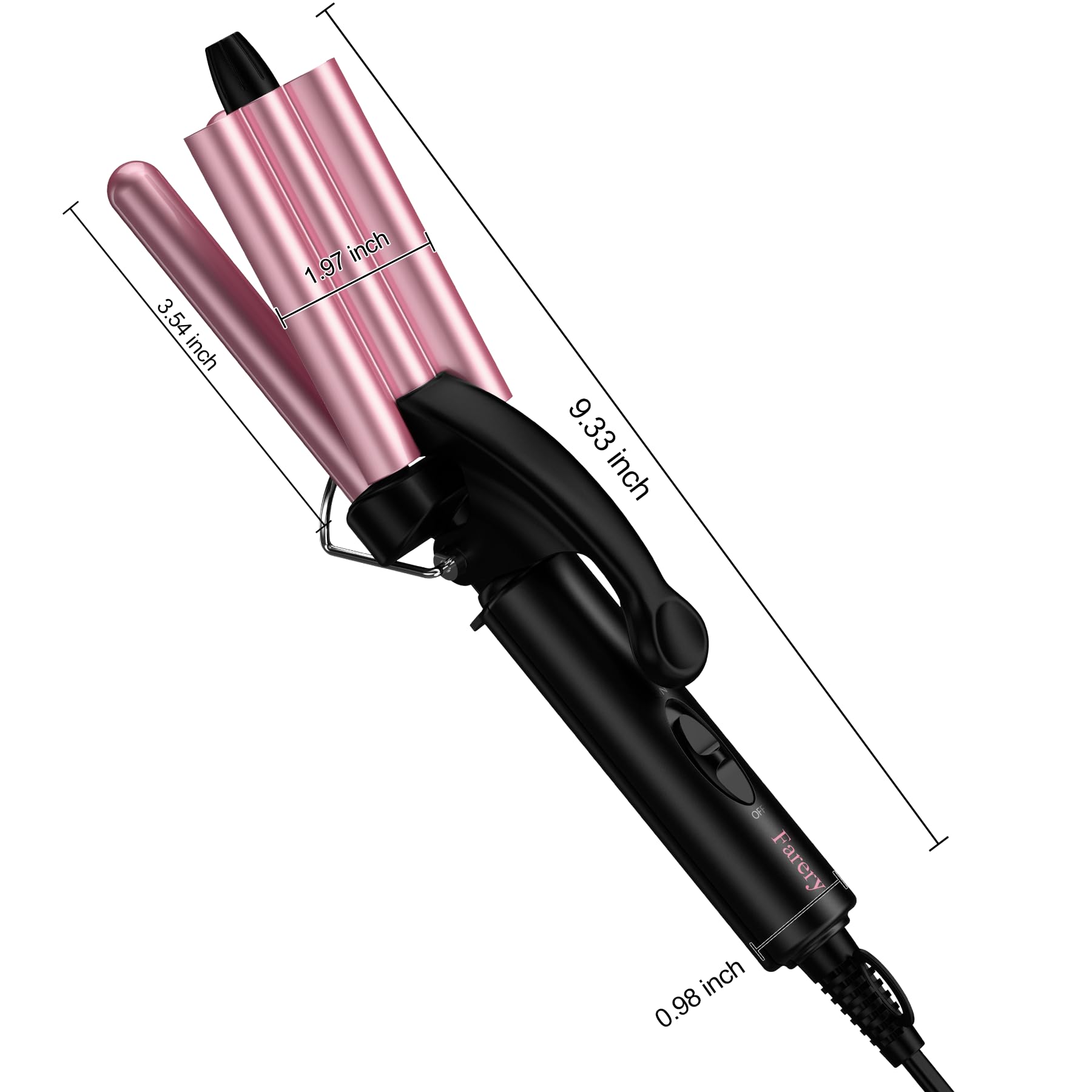 Mini Hair Crimper, 3 Barrel Curling Iron 1/2 Inch with Keratin & Argan Oil Infused, Travel Curling Iron with Dual Voltage, Pouch Bag, Beach Waves for Women, Rose Pink, HAIR IRON