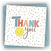 Honeyplum Lil Ray of Sunshine Thank You Cards - Pack of 36 Cards With Matching Envelopes - Small Thank You Cards Sized 5 x 5