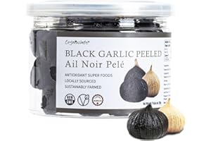 Orgnisulmte Peeled Black Garlic Cloves Fermented for 90 Days,Ready to Eat Non-GMO 7.05 Oz (200g)