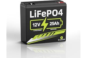 GREENOE 12V 25Ah LiFePO4 Battery with Built-in 20A BMS, 3000+ Deep Cycles Rechargeable Lithium Battery & 10-Year Lifetime for Solar System, Power Wheels, Fish Finder, Outdoor Camping, Scooter, Lawn Mower