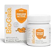BioGaia Immune Active Kids | Probiotic + Vitamin D | for Digestive & Immune Health | Ages 3+ | Allergen, Dairy, Soy & Gluten Free | Trusted by Pediatricians | 30 Day Supply | Orange Flavored Chewable