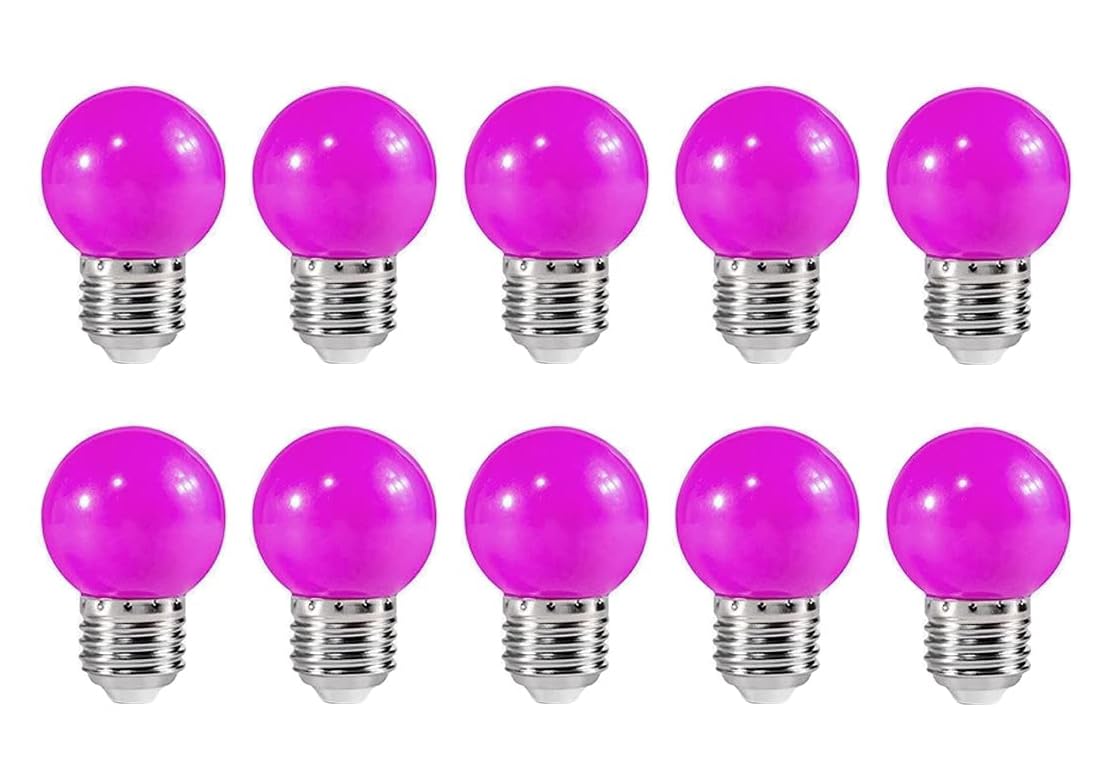 ZFQ 10 Pack E27 Bayonet Colored LED Light Bulbs 2W G45 Golf Ball Mini Globe Bulb Lighting Bulbs,Purple for Outdoor Indoor String Patio Garden Party Christmas, Tree, Fairy Party Night Lights — image 1