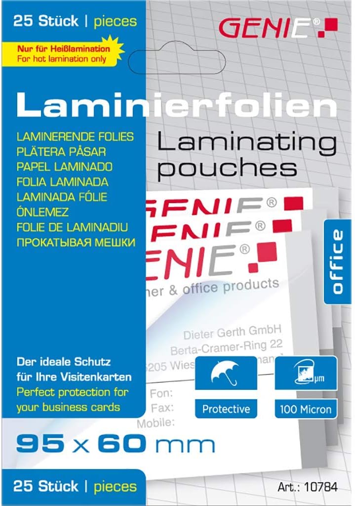 Genie 10784 Laminating Pouches (Crystal Clear