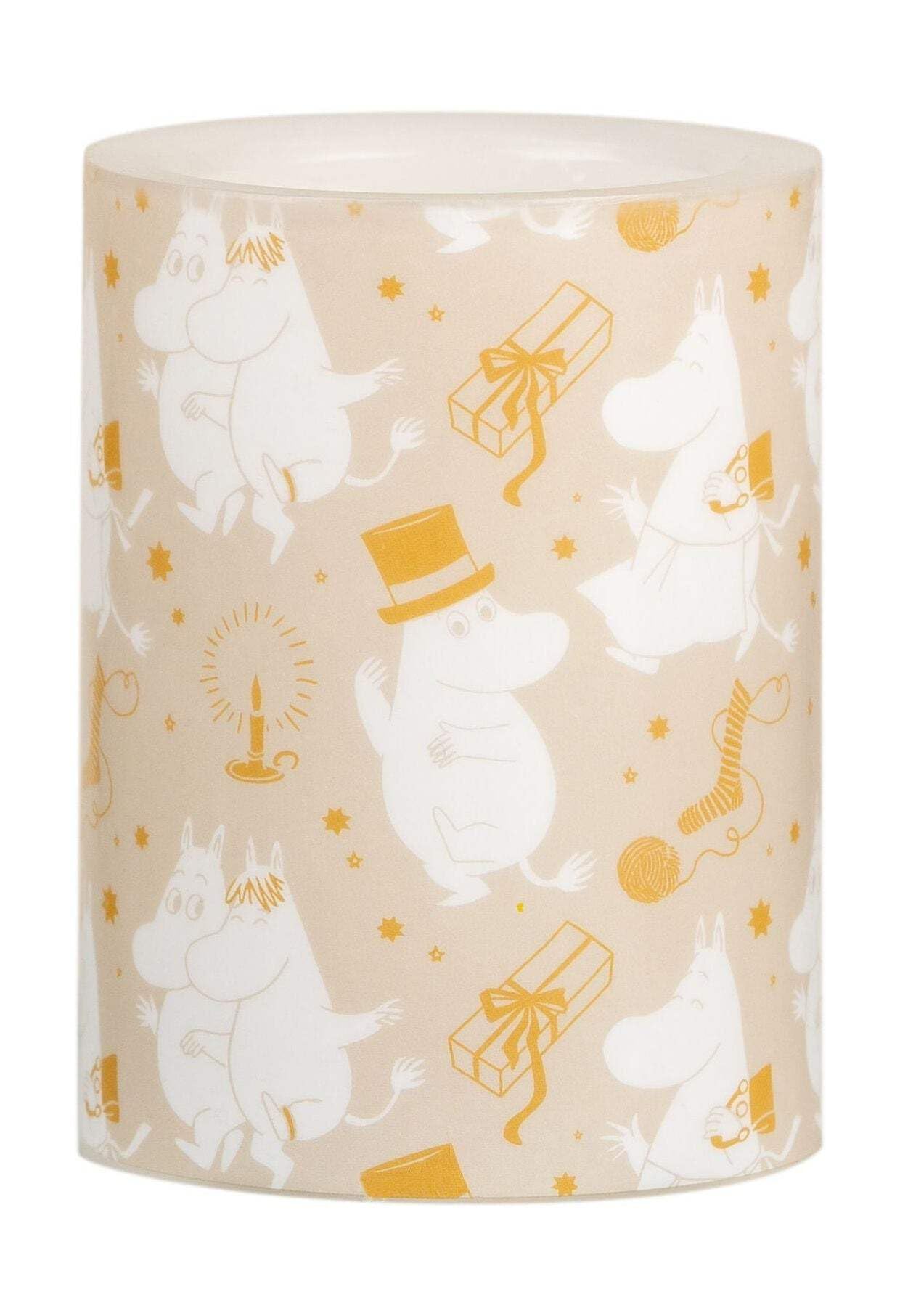 Muurla Moomin LED Candle, Sparkling Stars, Gold, Paraffin Wax, Indoor Use, Diam. 7.5cm, Height 10cm