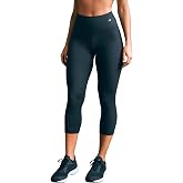 CompressionZ High Waisted Capri Compression Leggings for Women Tummy Control - Workout, Gym, Pilates, Travel, Yoga Pants