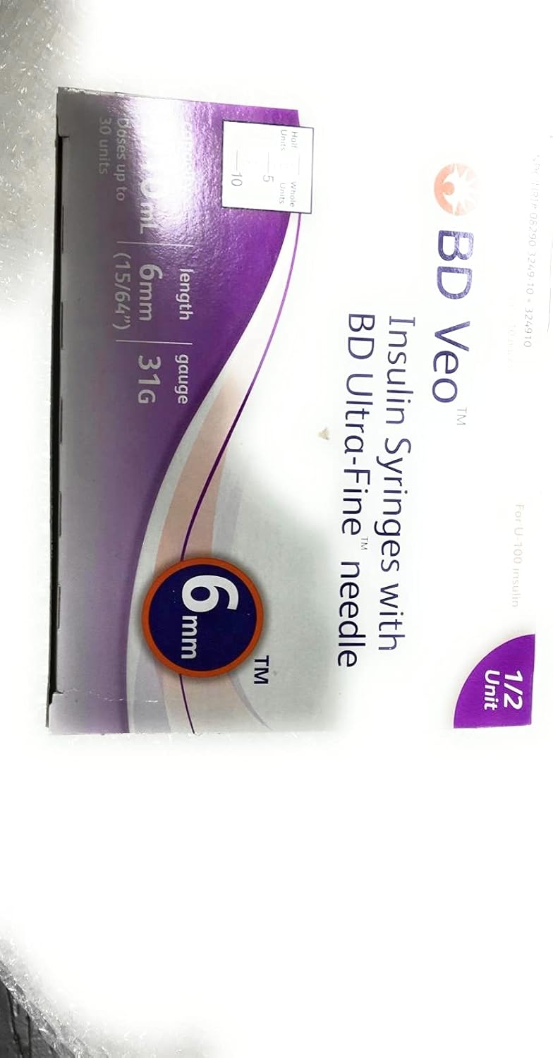 Amazon Com Ultra Fine Half Unit Insulin Syringes 31g 3 10cc 6mm 100ct Health Personal Care