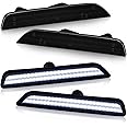 D-Lumina LED Side Marker Lights Dual Rows White Compatible with Fo-rd Mustang 2010-2014, Smoked Lens Front & Rear Fender Side Markers, Driver & Passenger Side Bumper Lights, Pack of 4