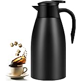 70oz Coffee Carafe Airpot Insulated Coffee Urn Stainless Steel Vacuum Thermal Pot Flask Dispenser for Coffee, Hot Water, Tea, Hot Beverage - Keep 12 Hours Hot, 24 Hours Cold-Black