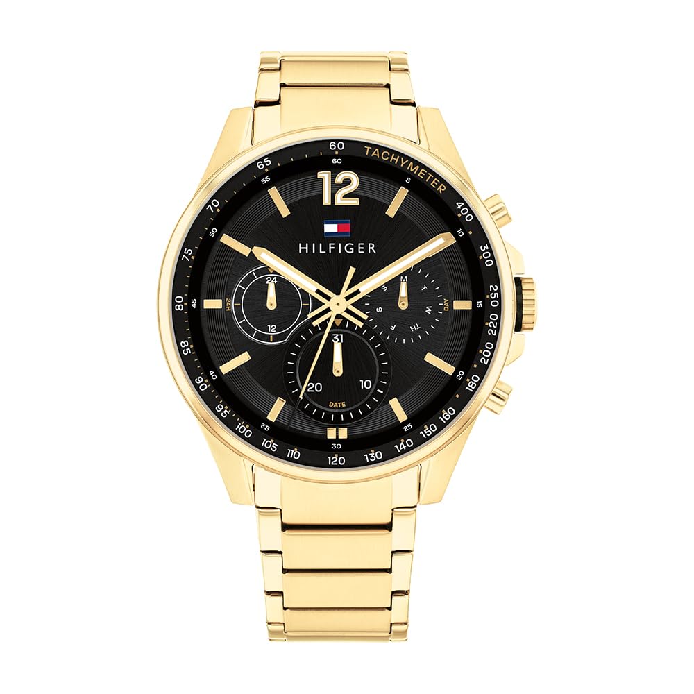 Tommy Hilfiger Analogue Multifunction Quartz Watch for Men with Gold Colored Stainless Steel Bracelet - 1791974