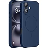 Miracase Compatible with iPhone 16 Case, [Soft Anti-Scratch Microfiber Lining], Compatible with MagSafe, Liquid Silicone Case Shockproof Drop Protection Phone Case for 16,Dark Blue
