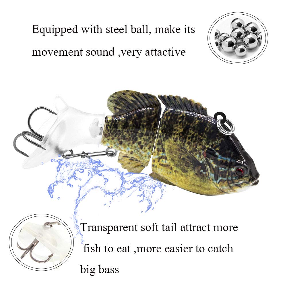 YL OUTDDOR Fishing Lures Panfish Swimbaits Hard Topwater Bass Lures Crank Saltwater 2.95”/0.46oz
