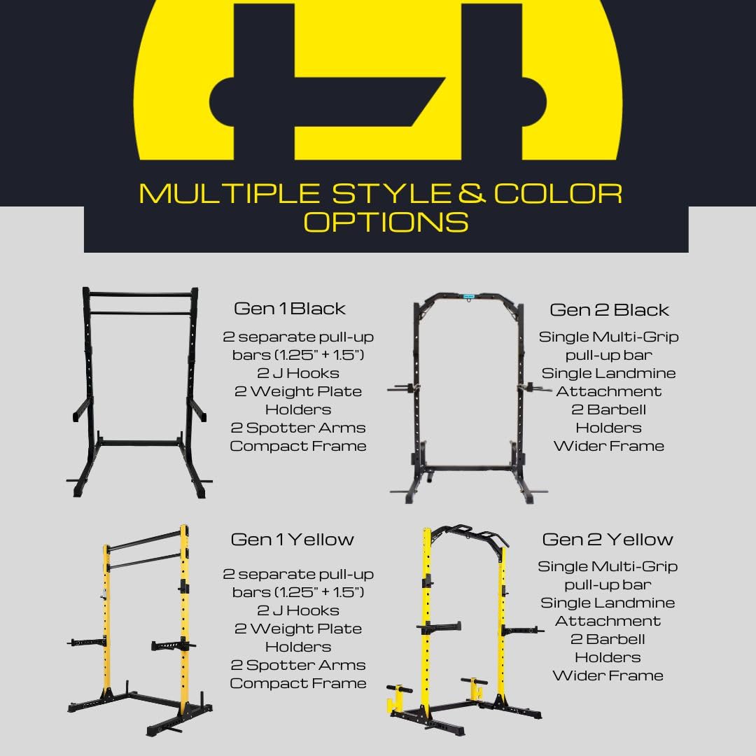 HulkFit Pro Series Gen 1 Squat Stand Rack 2 Pullup Bars MultiColor
