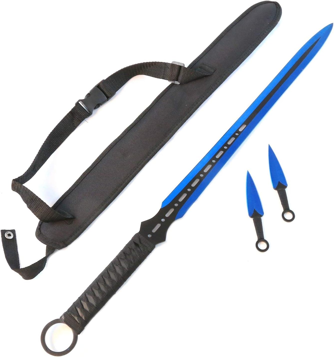 ASR Tactical Ninja Sword Full Tang Blade with Throwing Knives Sheath Survival Set (4 Colors)