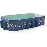 Caapbala Large Foldable Swimming Pool, Mosaic Design Non-Inflatable Rectangular Pool, Oversized Thickened Framed Pool, Collapsible Pool for Kids Adults, Backyard Outdoor Pool 102.4"x65.0"x19.7"- Blue