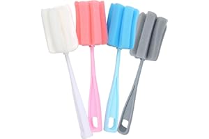 INVODA Bottle Brush Sponge 4PCS Cup Washer Brush Long Handle Cleaner Brush for Baby Bottle Glasswares Mugs Cups Kitchen Clean (4 PCS)