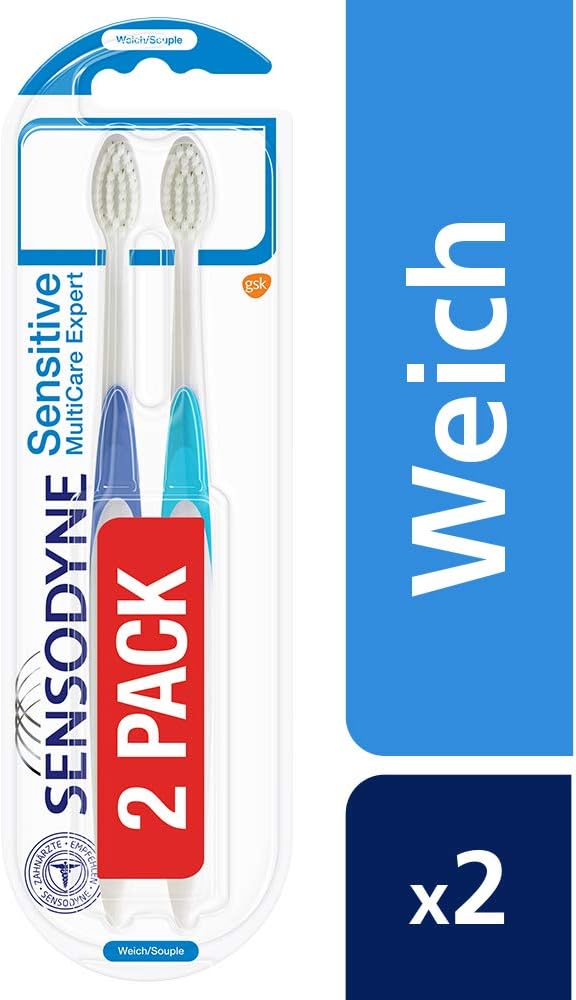 SENSODYNE Sensitive MultiCare Expert Twin Pack Soft Toothbrush Specially Designed for People with Pain Sensitive Teeth Pack of 2 - Image 3