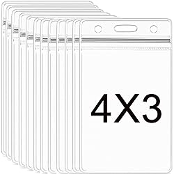 AMUU 12 Pack Vertical Clear Badge Holders Large 4x3