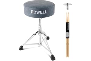 ROWELL Drum Throne Adjustable Drum Stool Lightweight Drum Seat Soft Drum Stools Electric Drum Throne Max Weight 330Lb Drum Set Stool Textured Blue Drum Thrones for Kids Adult Women Drummer