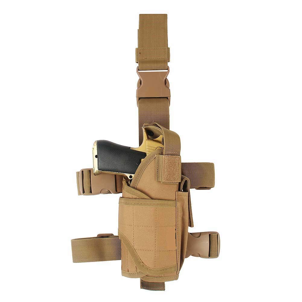 Gexgune Outdoor Hunting Combat Legs Hanging Gun Holster Tactical Nylon Gun Holster Universal Pistol Equipment (Khaki)