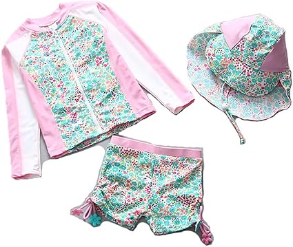 キッズ 水着 女の子 セパレート 長袖 3セット 水着 女の子 みずぎ 女児 水着 女の子 吸水速乾 おしゃれ 子ども 水着 スイミング 水遊び 子供 ラッシュガード 水着 90 100 110 1 130 140 水着 通販 Amazon