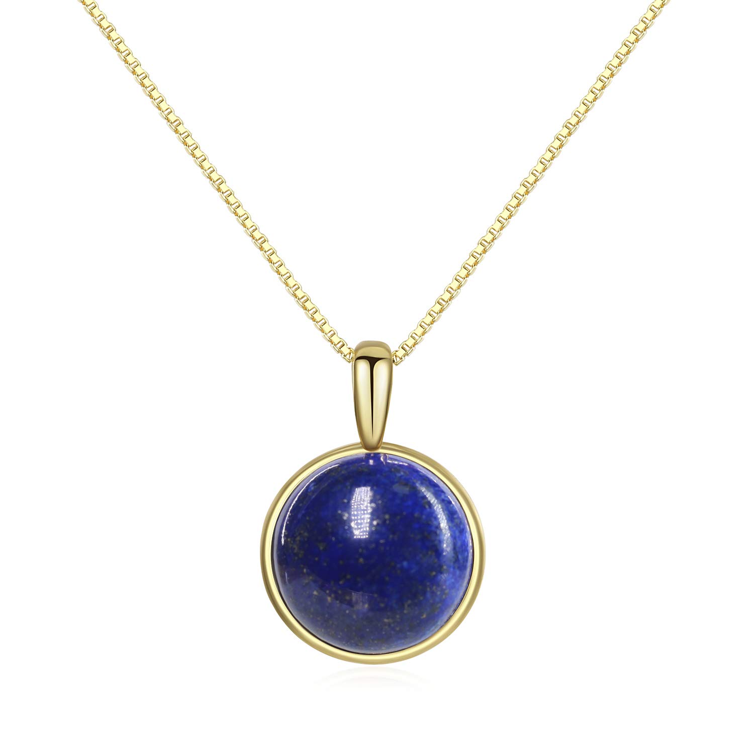 COAI Gold Plated 925 Sterling Silver Crystal Necklace for Women, Lapis Lazuli Necklace