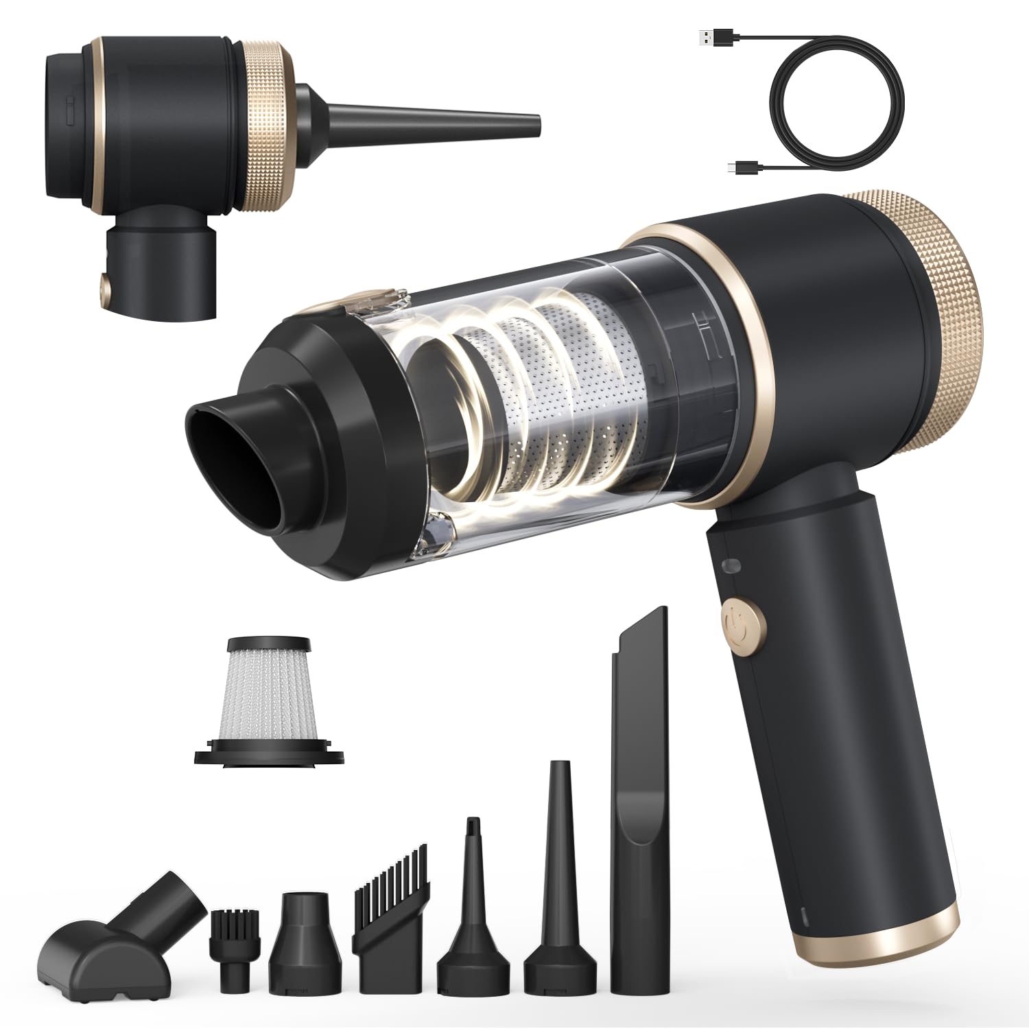 Photo 1 of Ytnewin Car Vacuum Portable Cordless, Hand Vacuum with 16000PA High Power, 7 in 1 Mini Car Vacuum Cleaner with One-Click Empty, Dual Hepa Filter, LED Light, Type-C Charging Small Handheld Vac