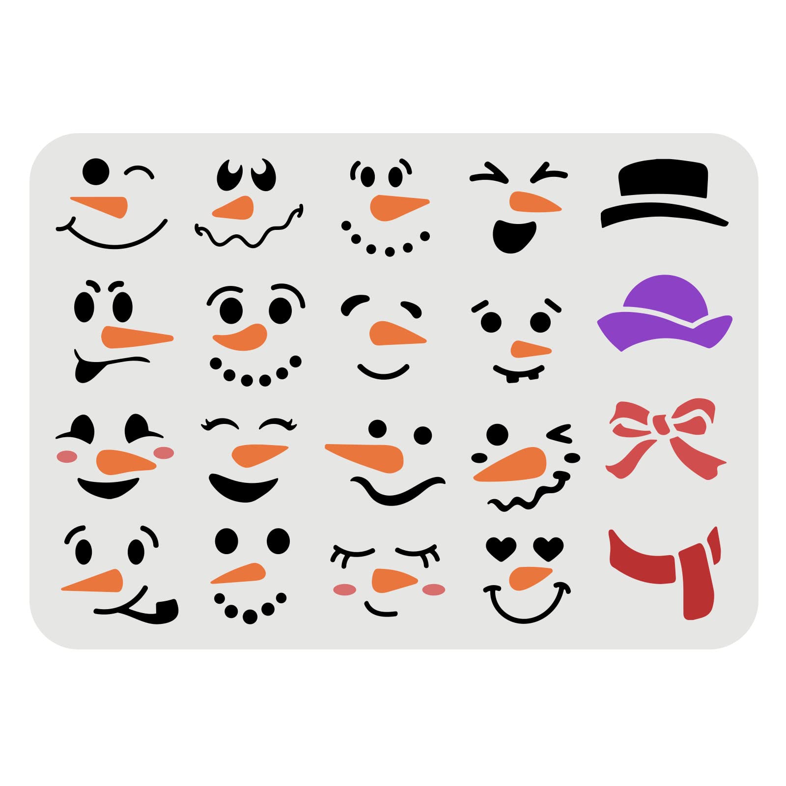 FINGERINSPIRE Snowman Face Stencil 29.7x21cm Plastic Snowman Smile Face Hat Bow Scarf Pattern Stencils DIY Home Christmas Snowman Decor Stencil for Painting on Wood Floor Wall