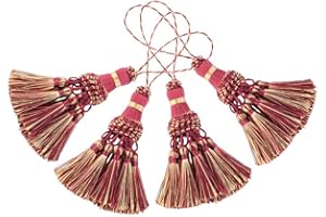 BEL AVENIR Elegant Polyester Tassel Handmade Colorful Craft Tassels Charms for Key Chain Straps DIY Accessories (Red, 4 Pack)