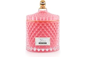 ALAMHI Candy Cookie Jar Candy Dish with Lid, Apothecary Jars with Lids for Bathroom Pink Decor Aesthetic Room Decor， Glass Decorative jar for Storage Cotton Swab or Cotton Rounds (20oz)