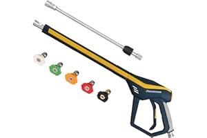 Sooprinse High Pressure Washer Gun with Replacement Wand Extension, Power Washer Gun, M22-14 Fitting, 5 Nozzle Tips, 42 Inch, 4000 PSI