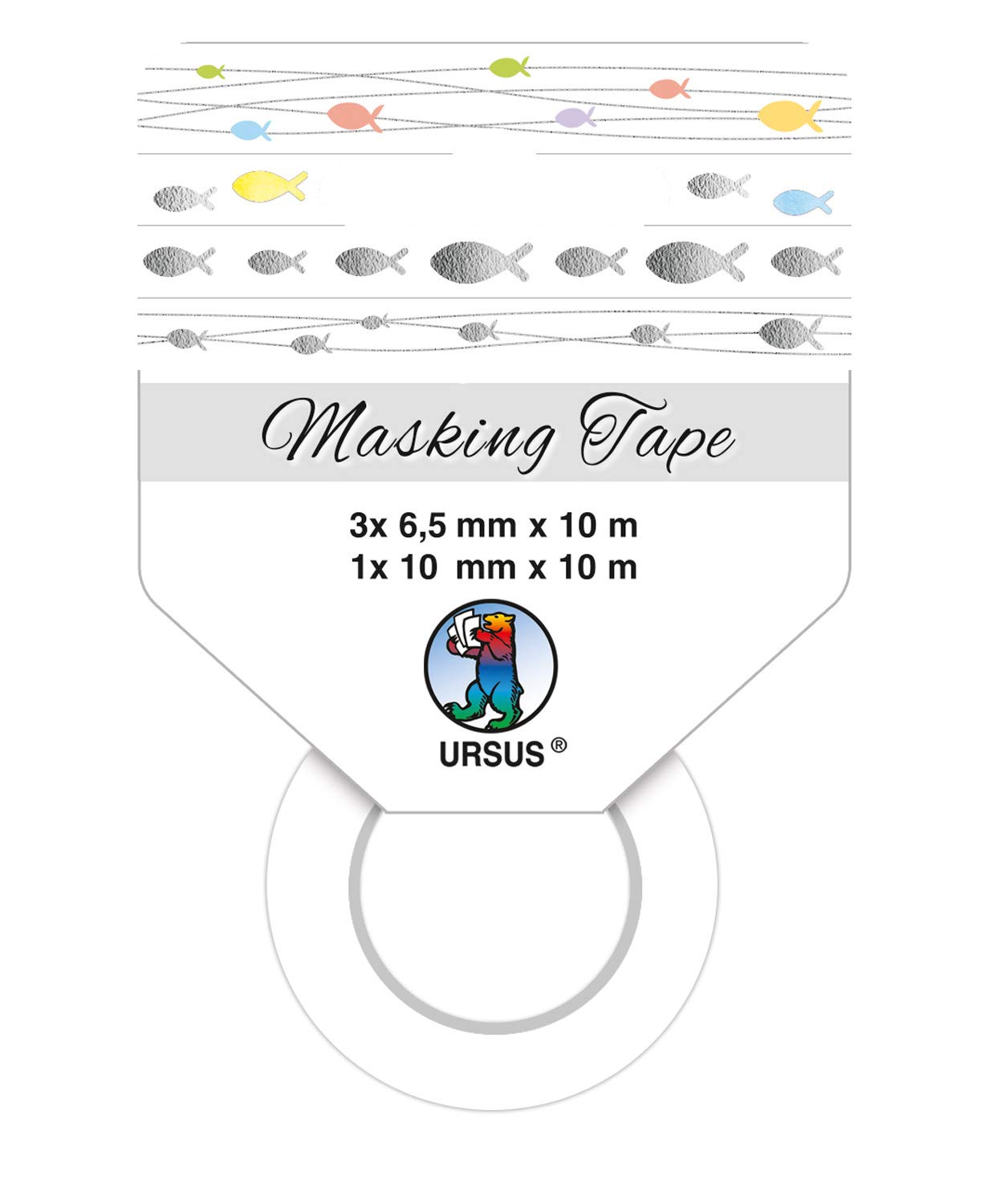 Ursus 58850008F Masking Tape Fish 4 Rolls Multi-Coloured