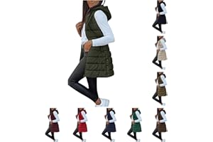 Blczomt Puffer Vest Women Winter Warm Long Quilted Sleeveless Jackets with Pockets Fall Fashion Zip Up Puffy Coat Outerwear