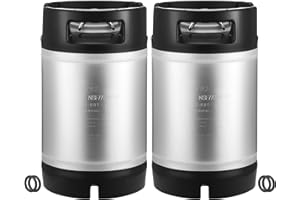 VEVOR Corny Keg, 2.5 Gallon Ball Lock Keg, SUS304 Cold Brew Kegs with Dual Rubber Handles & Heavy-Duty Rubber Bottom, Brewing